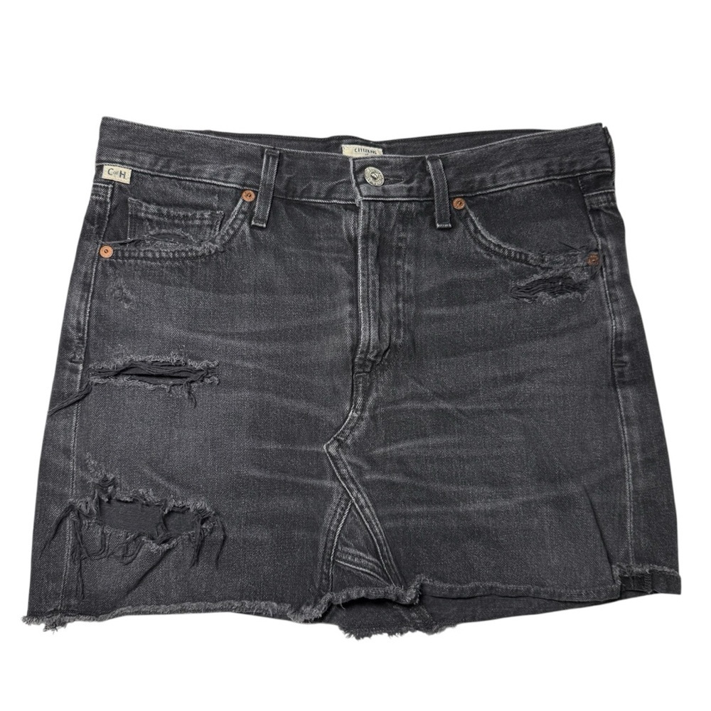 Citizens of Humanity Denim Skirt Black Wash Size 25 Jean Skirt Premium Vintage